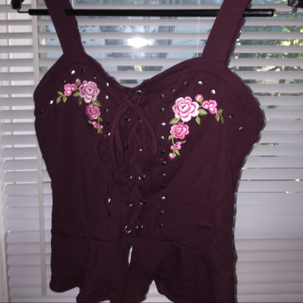 Aeropostale Cropped Lace Up Tank